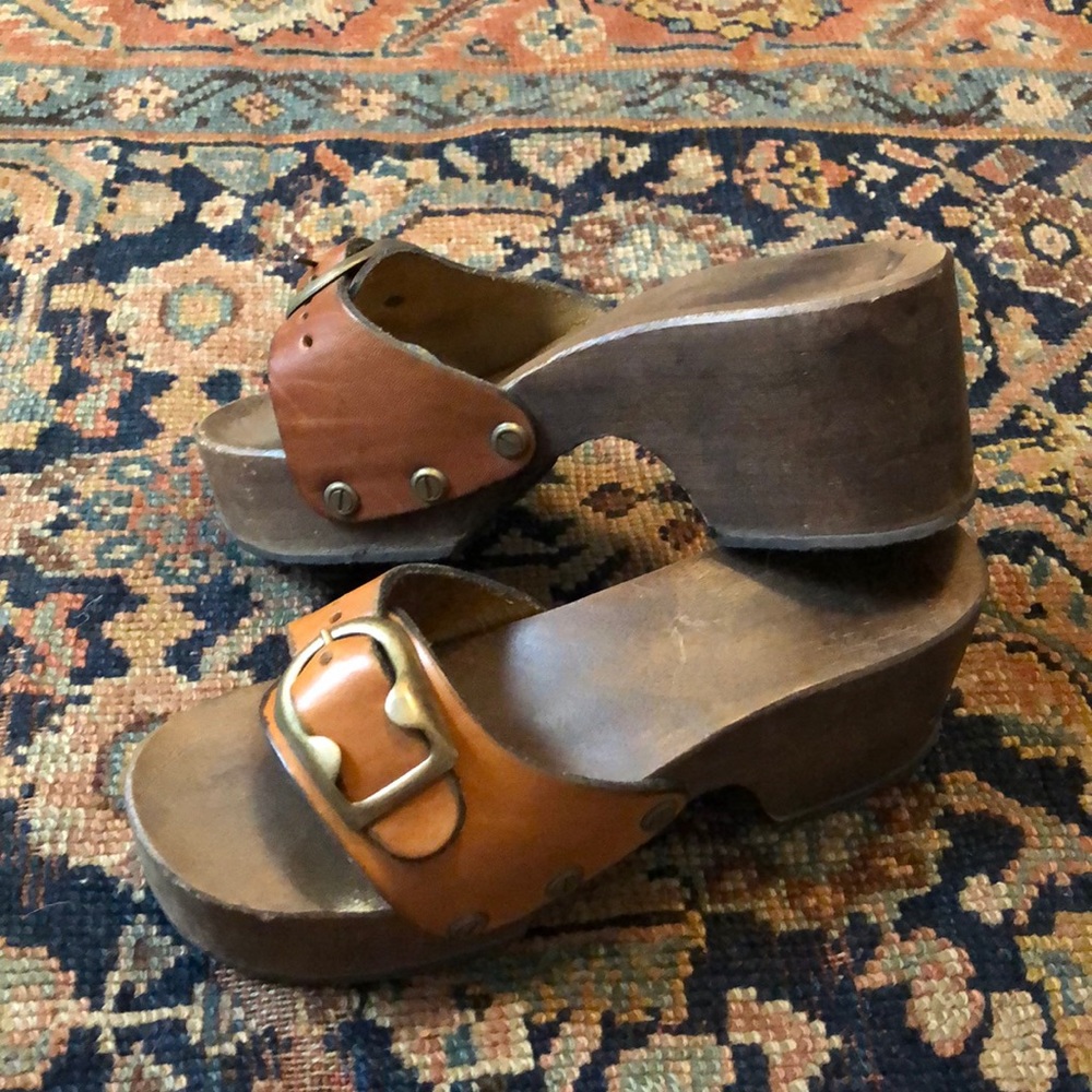 Handmade leather clogs